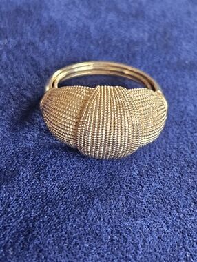 Vintage Gold Tone Textured Dome Adjustable Ring Size 6-6.5 Organic Statement